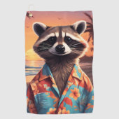 Raccoon Vakantie Golfhanddoek (Voorkant)