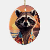 Raccoon Vakantie Keramisch Ornament (Rechts)