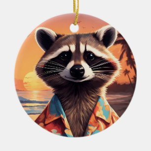 Raccoon Vakantie Keramisch Ornament