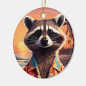 Raccoon Vakantie Keramisch Ornament (Links)