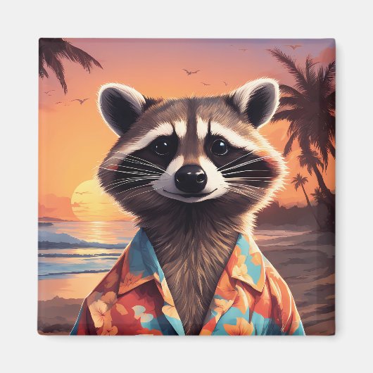 Raccoon Vakantie Magneet (Voorkant)
