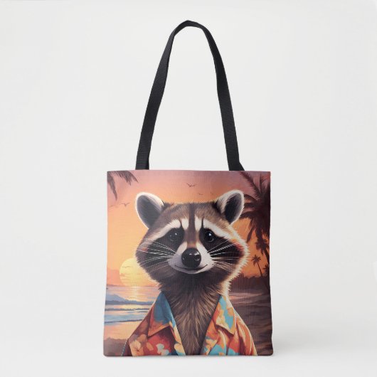 Raccoon Vakantie Tote Bag (Voorkant)