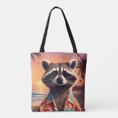 Raccoon Vakantie Tote Bag (Achterkant)