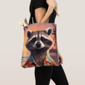 Raccoon Vakantie Tote Bag (Dichtbij)