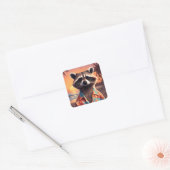 Raccoon Vakantie Vierkante Sticker (Envelop)