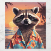 Raccoon Vakantie Wijn Etiket (Enkel label)