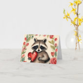 Raccoon Valentijn Kaart (Gele Bloem)