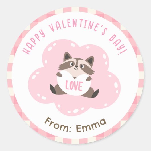 Raccoon Valentijn Stickers Schattige Gepersonalise (Voorkant)