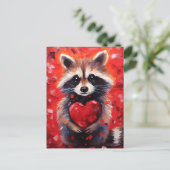 Raccoon Valentijnsdag Briefkaart (Staand voorkant)