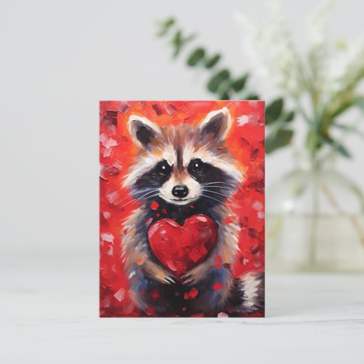Raccoon Valentijnsdag Briefkaart (Staand voorkant)