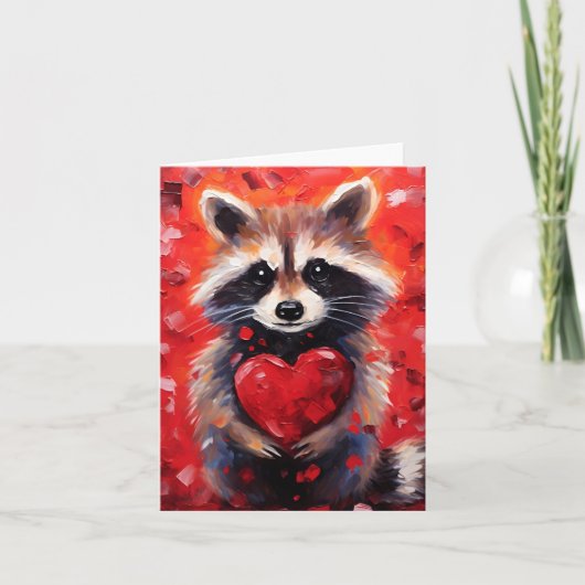 Raccoon Valentijnsdag Feestdagen Kaart (Voorkant)