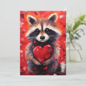 Raccoon Valentijnsdag Feestdagenkaart (Staand voorkant)