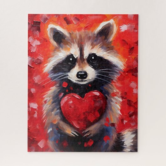 Raccoon Valentijnsdag Legpuzzel (Verticaal)