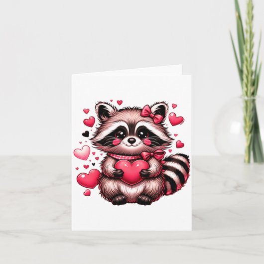 Raccoon Valentine Hearts  Kaart (Voorkant)