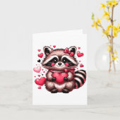 Raccoon Valentine Hearts  Kaart (Gele Bloem)