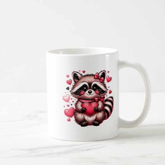 Raccoon Valentine Hearts  Koffiemok (Rechts)