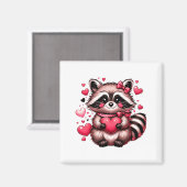 Raccoon Valentine Hearts  Magneet (Voorkant / Achterkant)