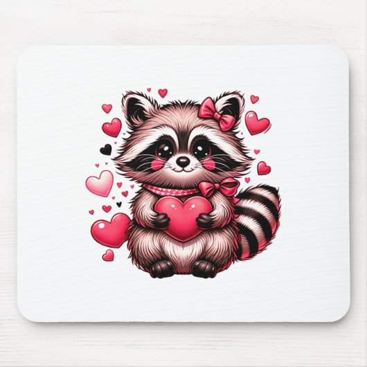 Raccoon Valentine Hearts  Muismat (Voorkant)