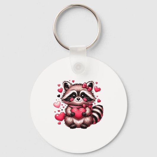 Raccoon Valentine Hearts  Sleutelhanger (Voorkant)