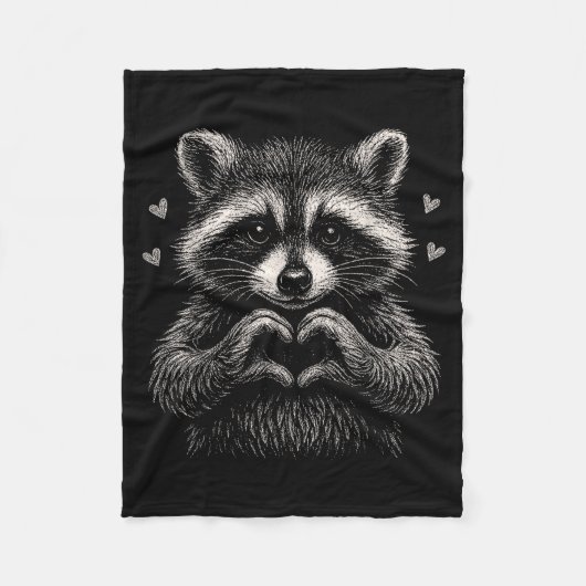 Raccoon Valentines Day Funny Feral Raccoon Love He Fleece Deken (Voorkant)