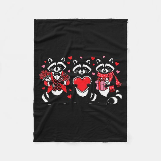 Raccoon Valentines Day Funny Feral Raccoon Love He Fleece Deken (Voorkant)