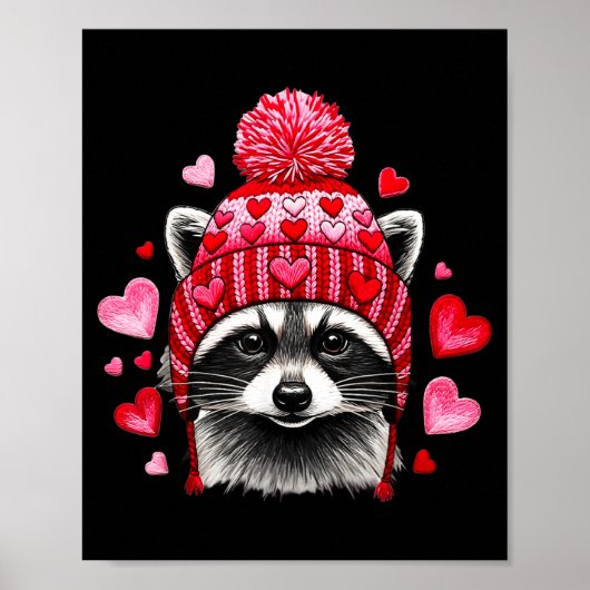 Raccoon Valentines Day Funny Feral Raccoon Love He Poster (Voorkant)