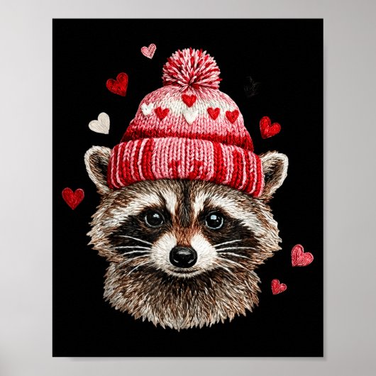 Raccoon Valentines Day Funny Feral Raccoon Love He Poster (Voorkant)