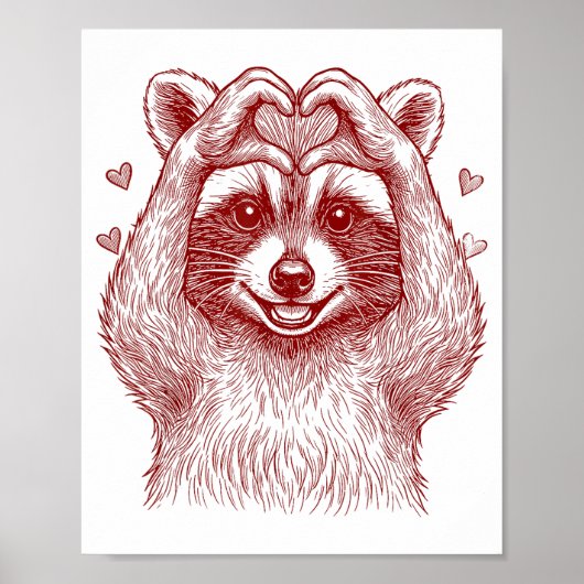 Raccoon Valentines Day Funny Feral Raccoon Love He Poster (Voorkant)
