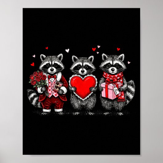 Raccoon Valentines Day Funny Feral Raccoon Love He Poster (Voorkant)