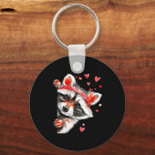 Raccoon Valentines Day Funny Feral Raccoon Love He Sleutelhanger (Voorkant)