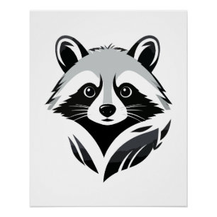 Raccoon Vector Art Animal Modern Urban Graphic Perfect Poster