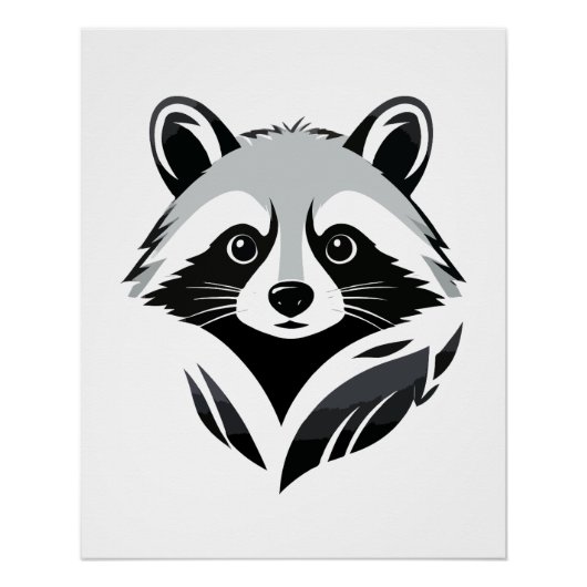 Raccoon Vector Art Animal Modern Urban Graphic Perfect Poster (Voorkant)
