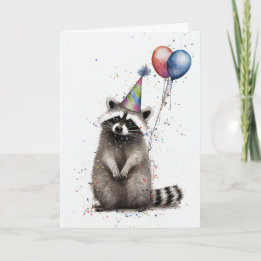 Raccoon verjaardagsfeest Wenskaart Kaart