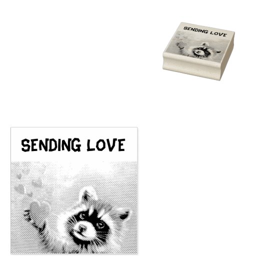 Raccoon Verzenden Liefde Rubber Stamp Rubberstempel (Gestempeld)