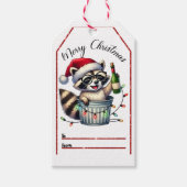 Raccoon viert kerst vrolijk! cadeaulabel (Voorkant)