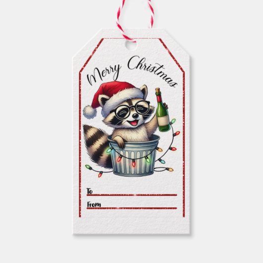 Raccoon viert kerst vrolijk! cadeaulabel (Voorkant)