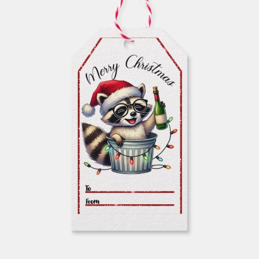 Raccoon viert kerst vrolijk! cadeaulabel (Achterkant)