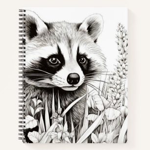 Raccoon Vreedzame Natuur Prairie Schets Tekenkunst Notitieboek