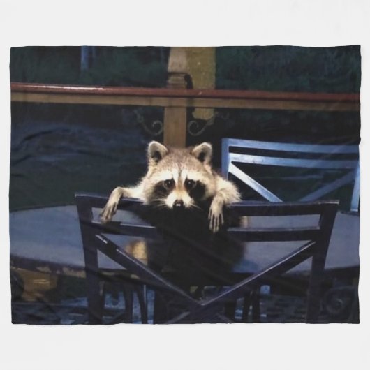 RACCOON WACHT TE WORDEN BEDIEND FLEECE DEKEN (Voorkant (Horizontaal))