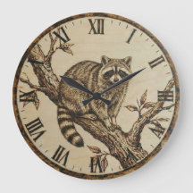 Raccoon Wall Clock - Rustic Cabin Decor