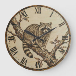 Raccoon Wall Clock - Rustic Cabin Decor Grote Klok
