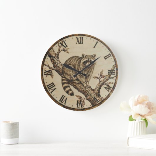 Raccoon Wall Clock - Rustic Cabin Decor Grote Klok (Huis)