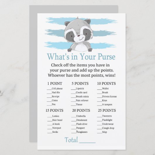 Raccoon Wat zit er in je handtas? (Voorkant / Achterkant)