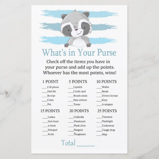 Raccoon Wat zit er in je handtas? (Voorkant)