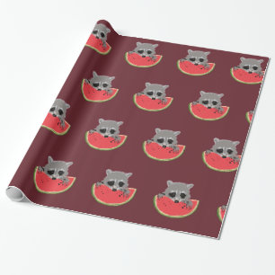 Raccoon Watermelon Cadeaupapier