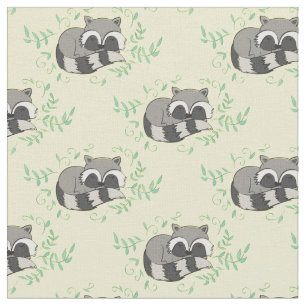 Raccoon Waterverf Baby Room Decor Woodland Animal Stof
