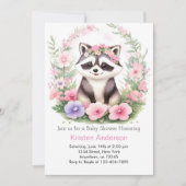 Raccoon Waterverf Wonderland Meisje Baby shower Kaart (Voorkant)