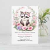 Raccoon Waterverf Wonderland Meisje Baby shower Kaart (Staand voorkant)