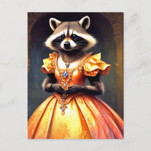 Raccoon Wearing Evening Gown Briefkaart (Voorkant)