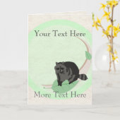 Raccoon Wenskaart Kaart (Gele Bloem)